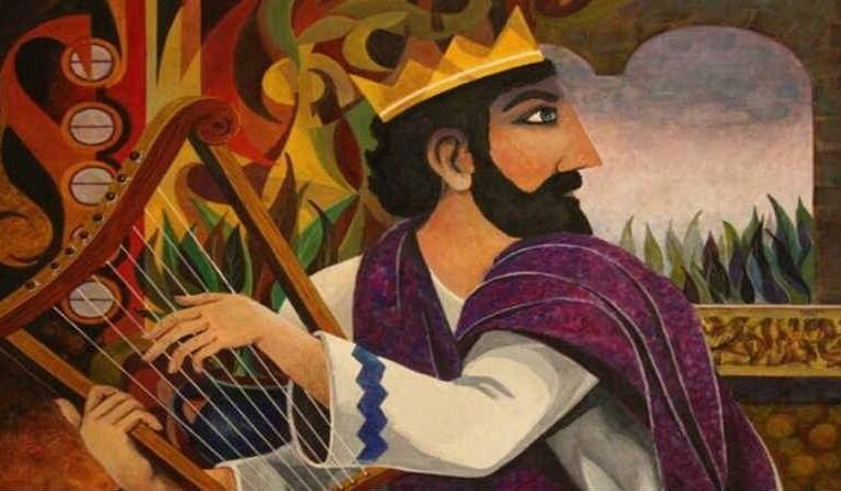 figura de um rei tocando harpa