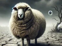 Ovelha gorda em um local inóspito